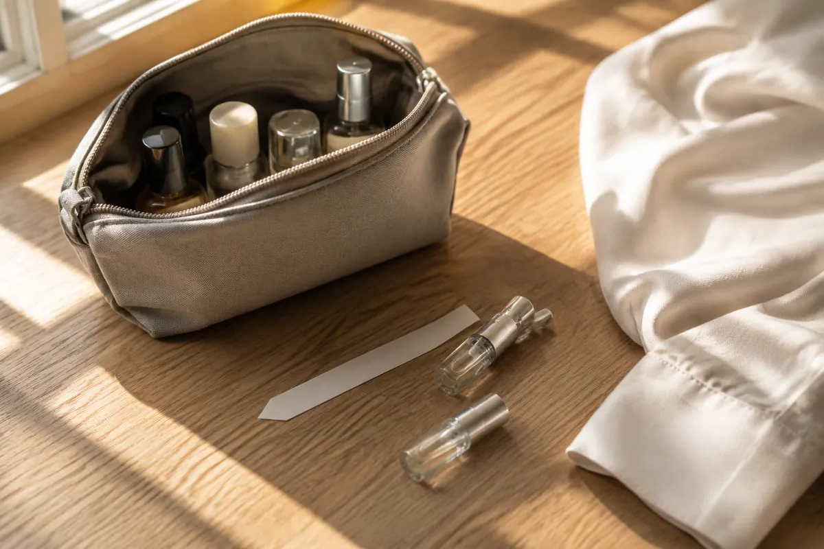 Atomizadores pequeños y tira olfativa para comparar perfumes y colonias antes de elegir