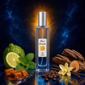 Perfume equivalente a A Men Thierry Mugler para hombre con frasco Rosa Dorada de tapón plateado