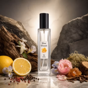 Perfume equivalente a Intense Pepper Montale unisex con frasco Rosa Dorada de tapón negro