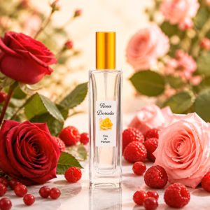 Perfume equivalente a Quizás Quizás Loewe para mujer con frasco Rosa Dorada dorado