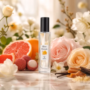 Perfume equivalente a Arabe Casa Blanca floral unisex con frasco Rosa Dorada negro