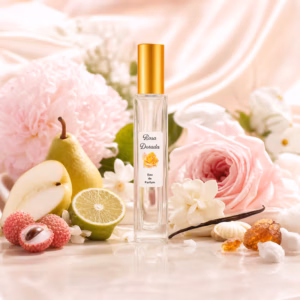 Perfume equivalente a Delina Parfums de Marly para mujer con frasco Rosa Dorada dorado