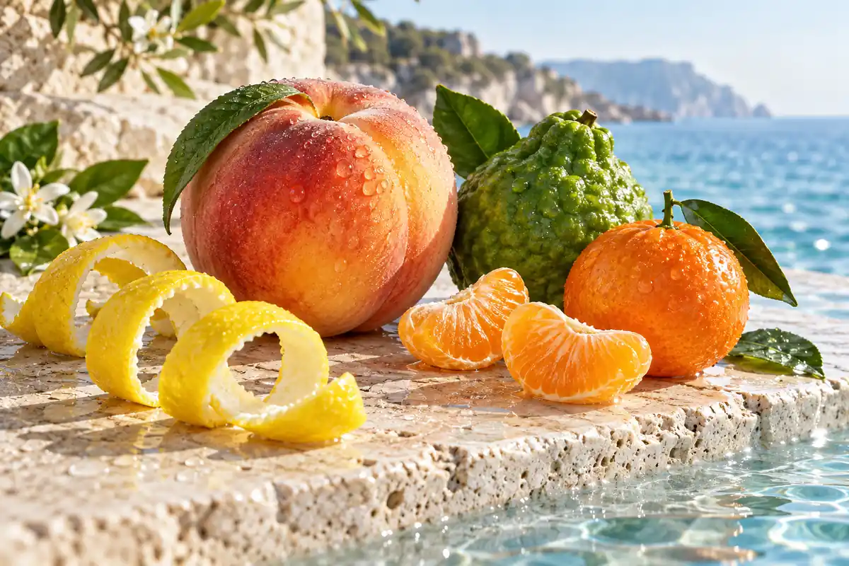 Perfume equivalente a Eden Cacharel 2 Melocotón, bergamota, mandarina y piel de limón junto al agua