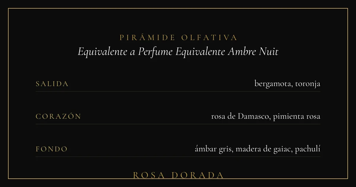 Pirámide olfativa equivalente a Perfume Equivalente Ambre Nuit Dior