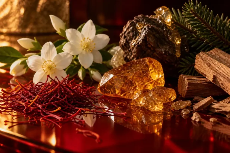 Perfume equivalente a Baccarat Rouge con azafrán, ámbar y cedro