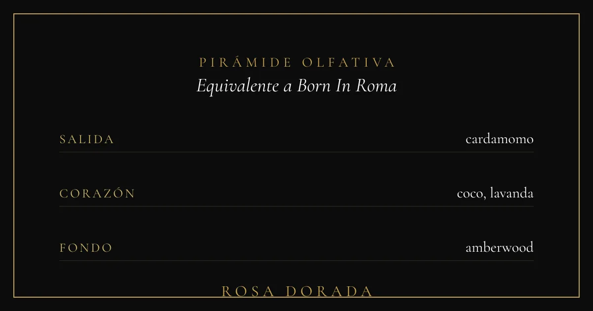 Pirámide olfativa equivalente a Born In Roma Valentino