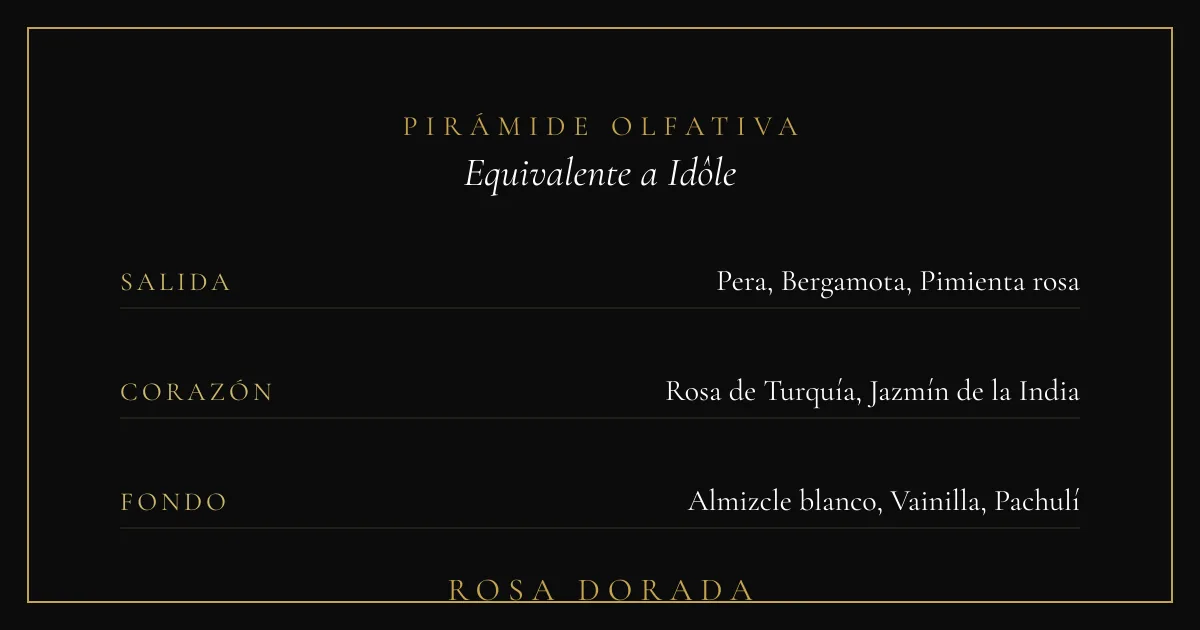 Perfume equivalente a Idôle Lancôme mujer: guía completa del código 73 2 Pirámide olfativa equivalente a Idôle Lancôme