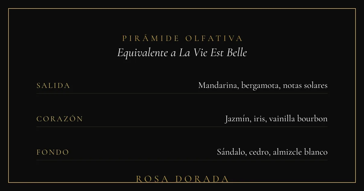 Pirámide olfativa equivalente a La Vie Est Belle Lancome