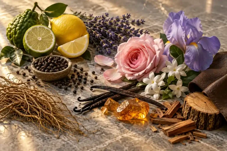 Perfumes similares a Dior: las mejores equivalencias 1 Bergamota, limón, pimienta, lavanda, rosa, jazmín, iris, vainilla, ámbar, vetiver, cedro y cuero