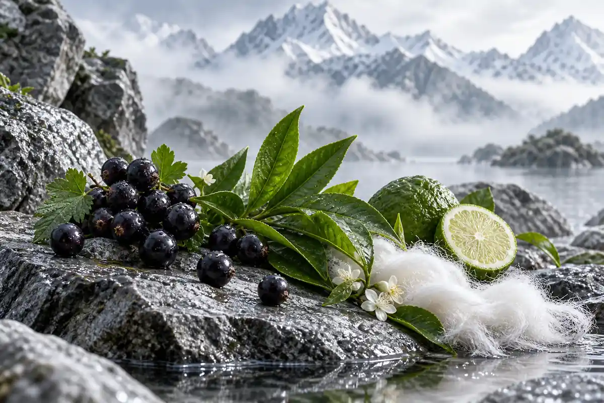 Té verde, grosella negra, bergamota y almizcle de un perfil similar a Silver Mountain Water