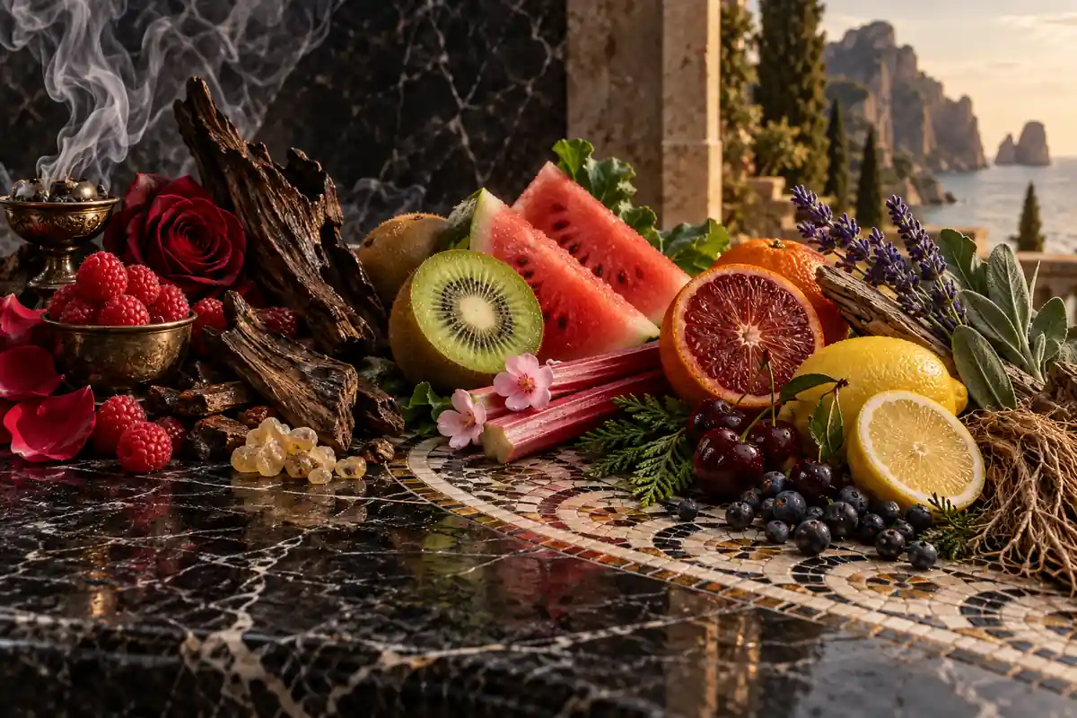 Rosa, frambuesa, incienso, kiwi, sandía, naranja sanguina, cereza, lavanda, cedro y vetiver de perfiles Dolce & Gabbana