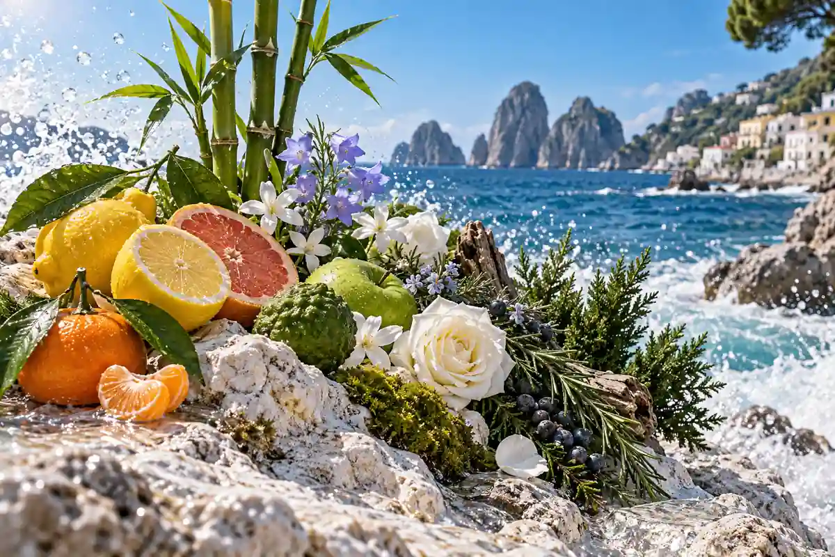 Limón siciliano, manzana, bambú, flores, pomelo, enebro, romero, cedro y mar de perfiles Light Blue
