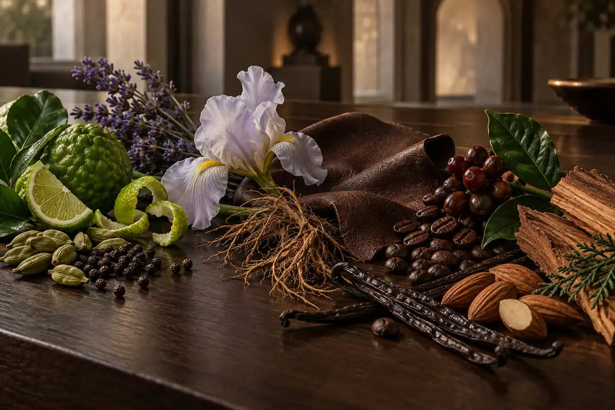 Pimienta negra, cardamomo, iris, café, vainilla y maderas de equivalencias masculinas Givenchy