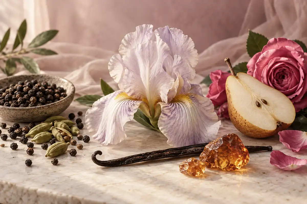 Iris, pimienta, pera, rosa y vainilla de distintos perfumes similares a Givenchy