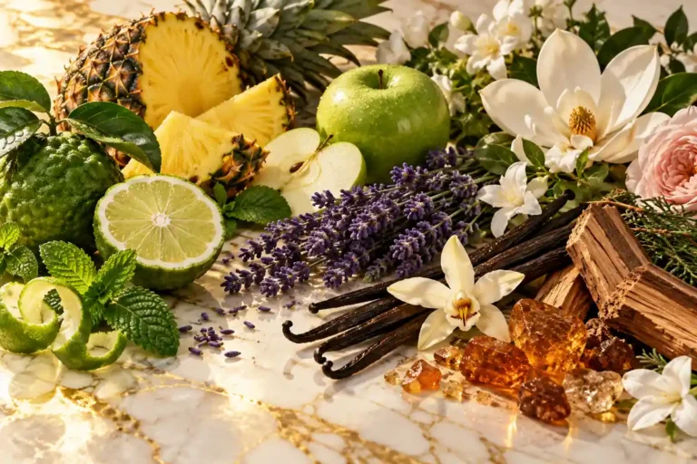Ingredientes cítricos, afrutados, florales, aromáticos, avainillados y amaderados de perfumes de 100 ml