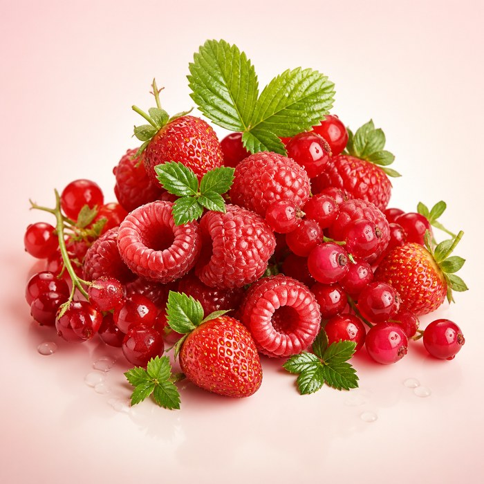 Frambuesas grosellas y fresas para perfumes con bayas rojas