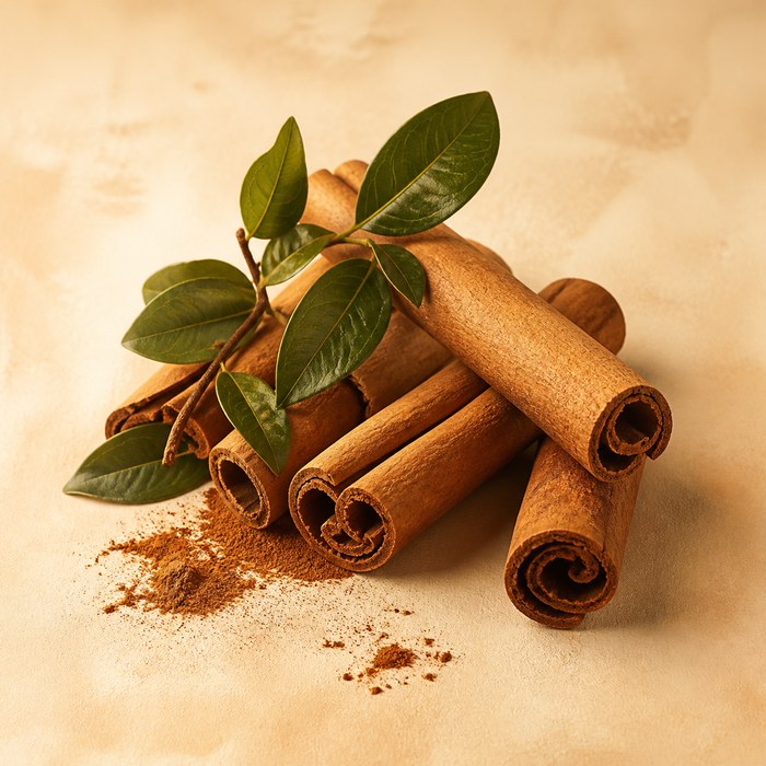 Cortezas y hojas de casia para perfumes especiados