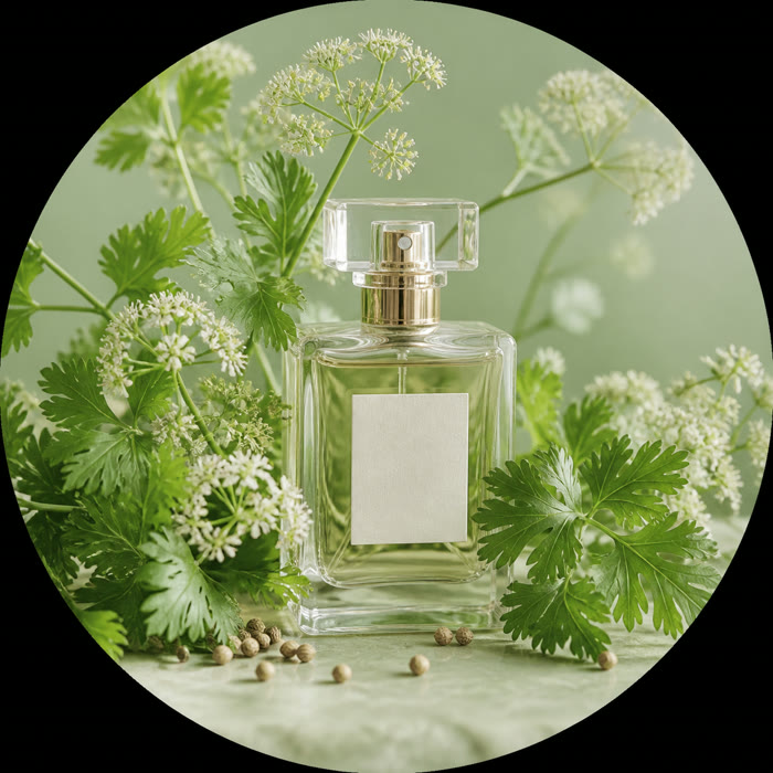 Selección de perfumes con cilantro