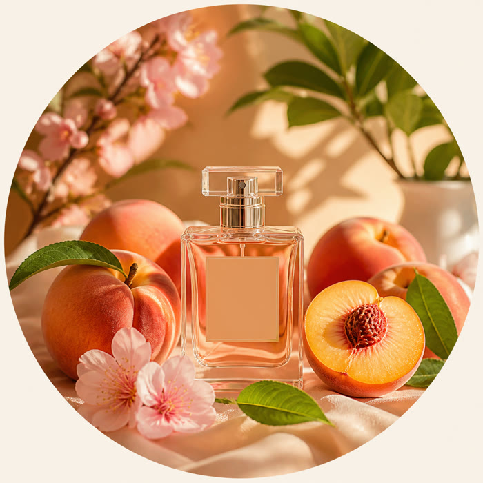 Selección de perfumes con durazno