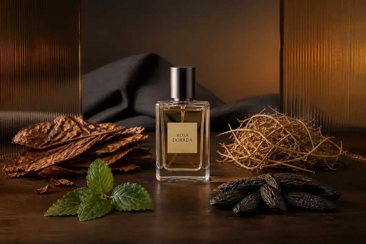 Equivalencia Mystery Tobacco de perfil unisex Frasco pequeño entre ingredientes frescos y cálidos de una equivalencia Mystery Tobacco unisex