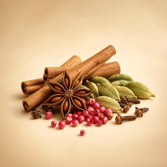 Selección de especias para perfumes con especias