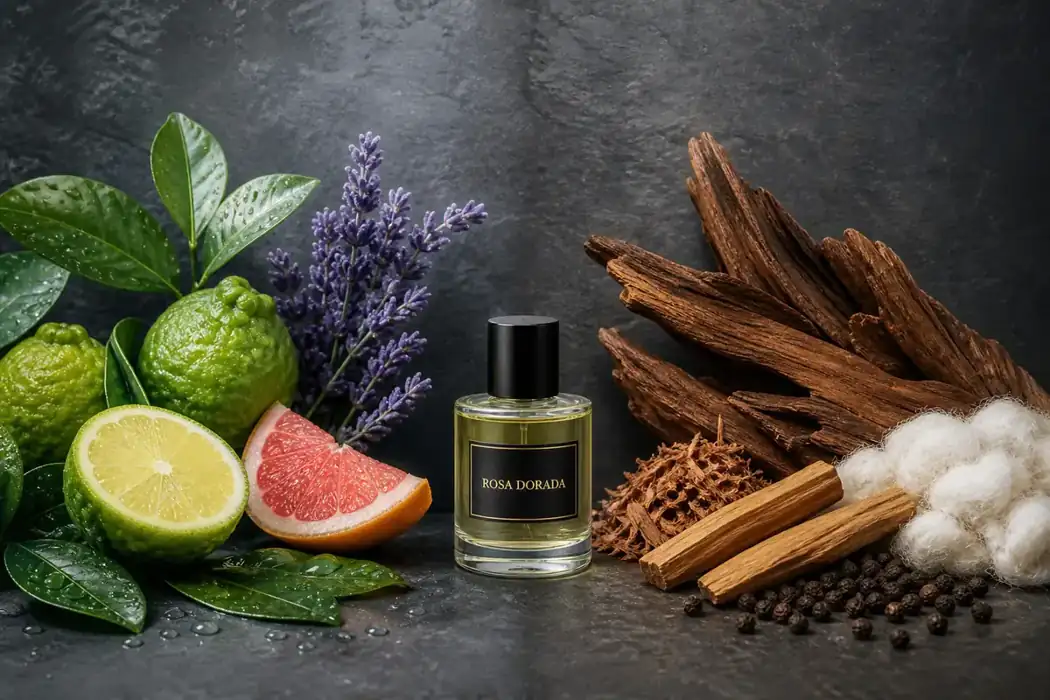 Evolución verde, cítrica y amaderada del perfume equivalente a 212 Men