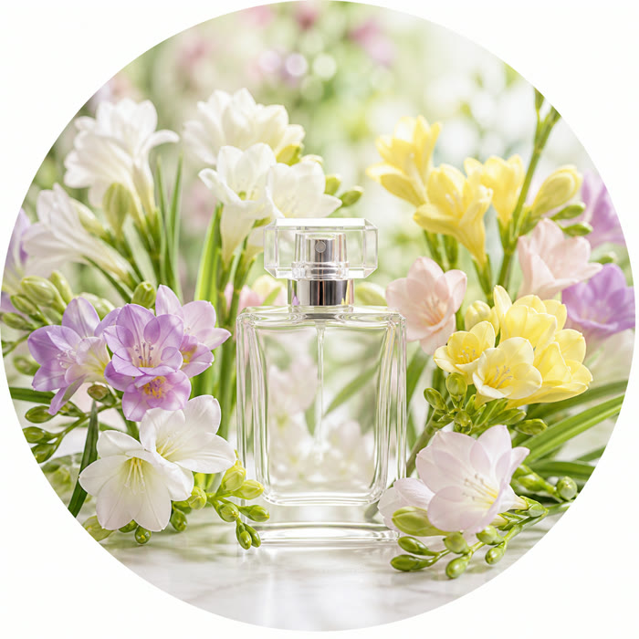 Selección de perfumes con fresia