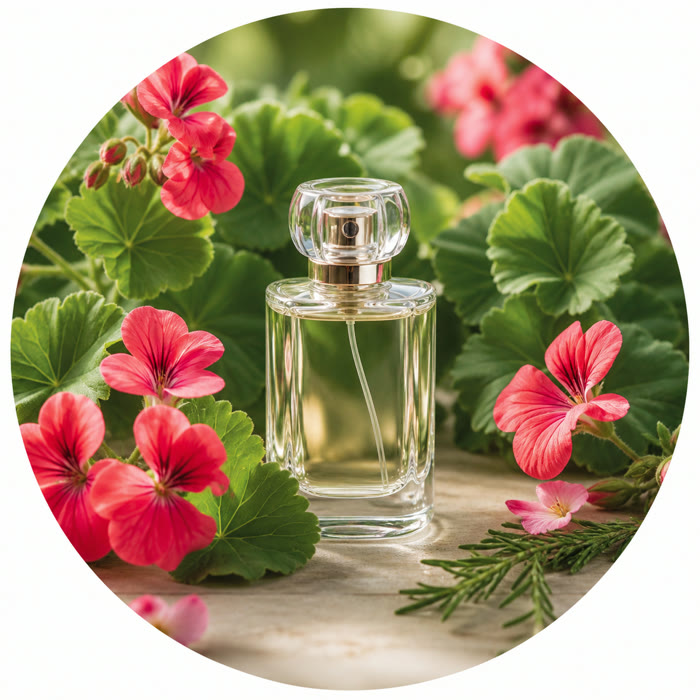 Selección de perfumes con geranio