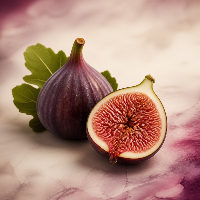 Higos morados enteros y abiertos para perfumes frutales