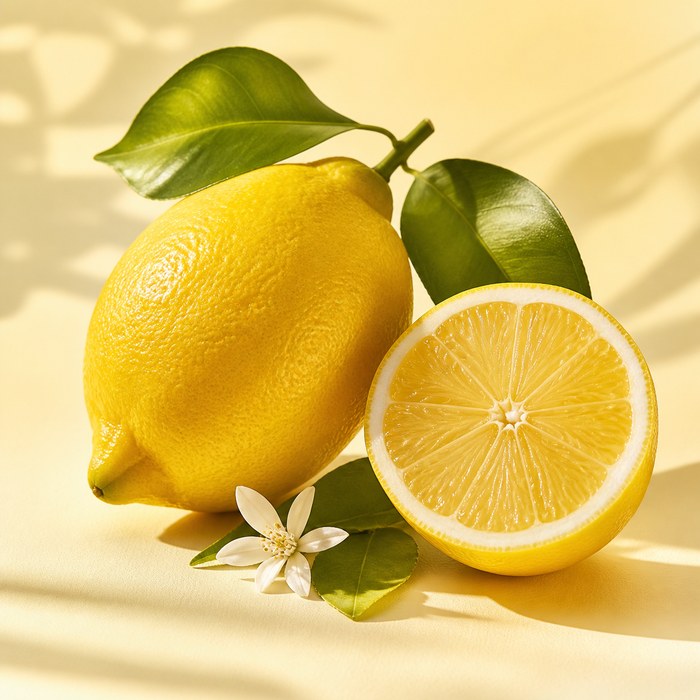 Limones sicilianos amarillos con hojas para perfumes cítricos