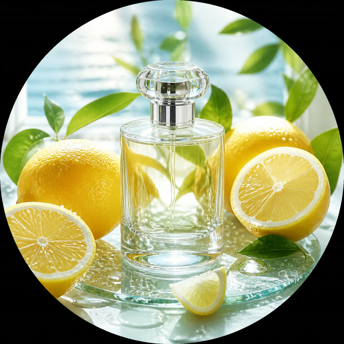 Selección de perfumes con limón