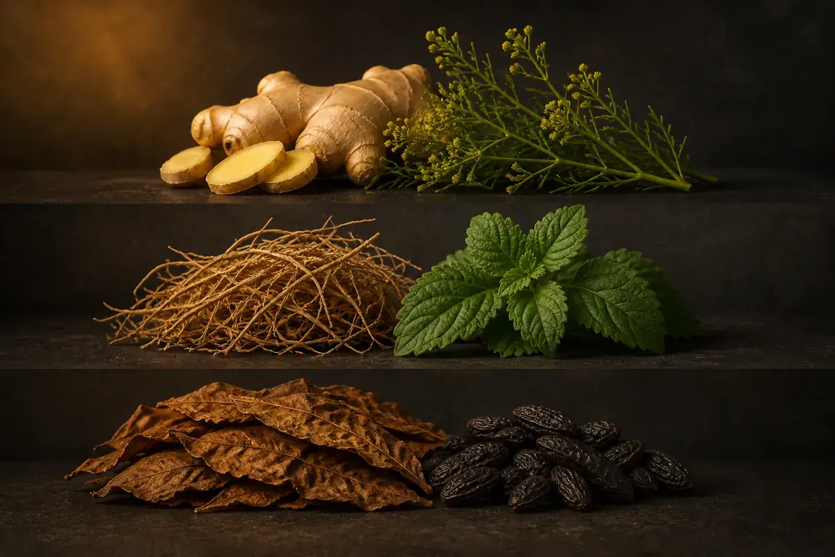 Notas del perfume similar a Mystery Tobacco Jengibre, plantas aromáticas, pachulí, vetiver, tabaco y haba tonka de un perfume similar a Mystery Tobacco