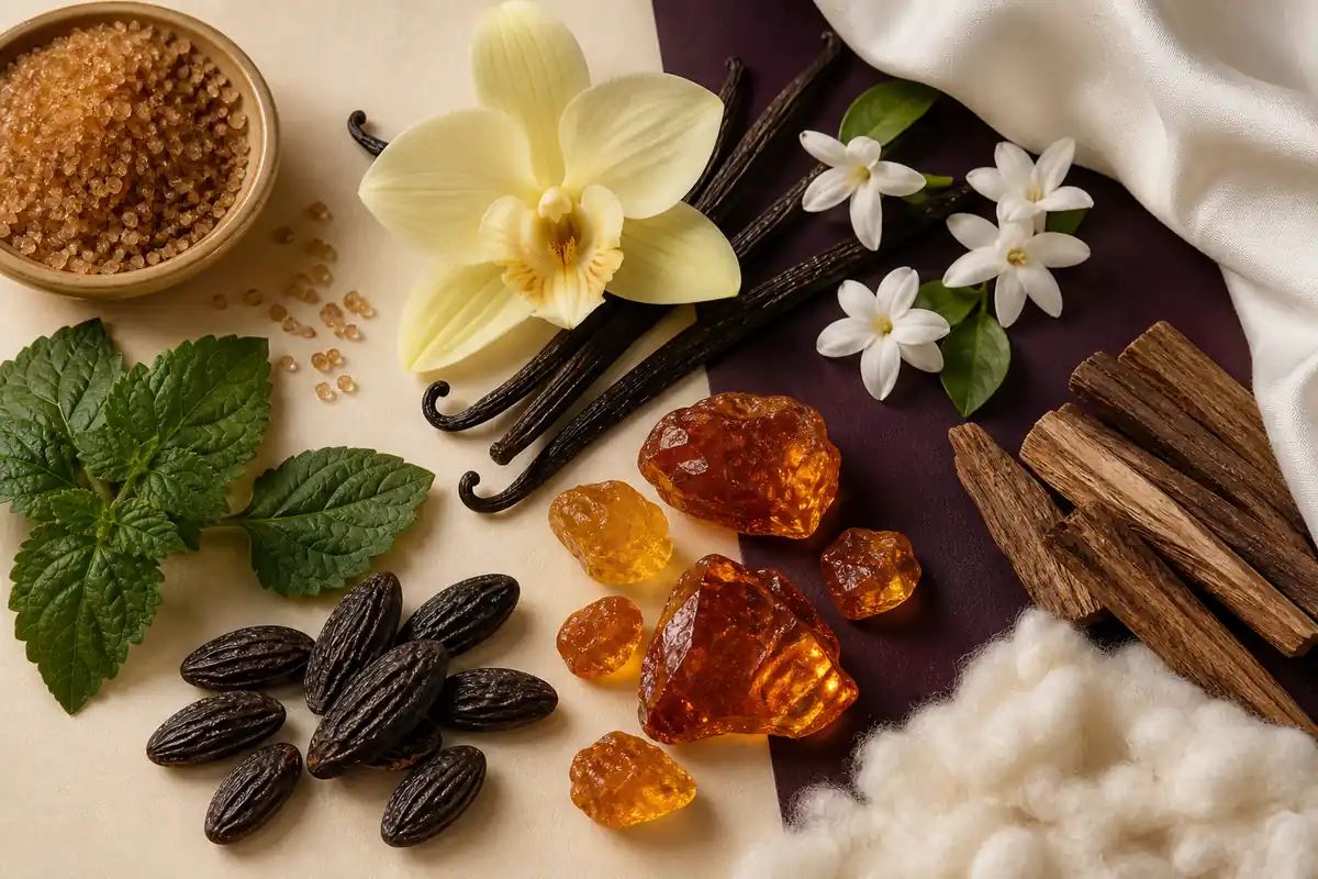 Notas del perfume equivalente a Vanilla 28 con vainilla, azúcar moreno, jazmín, tonka, ámbar y maderas