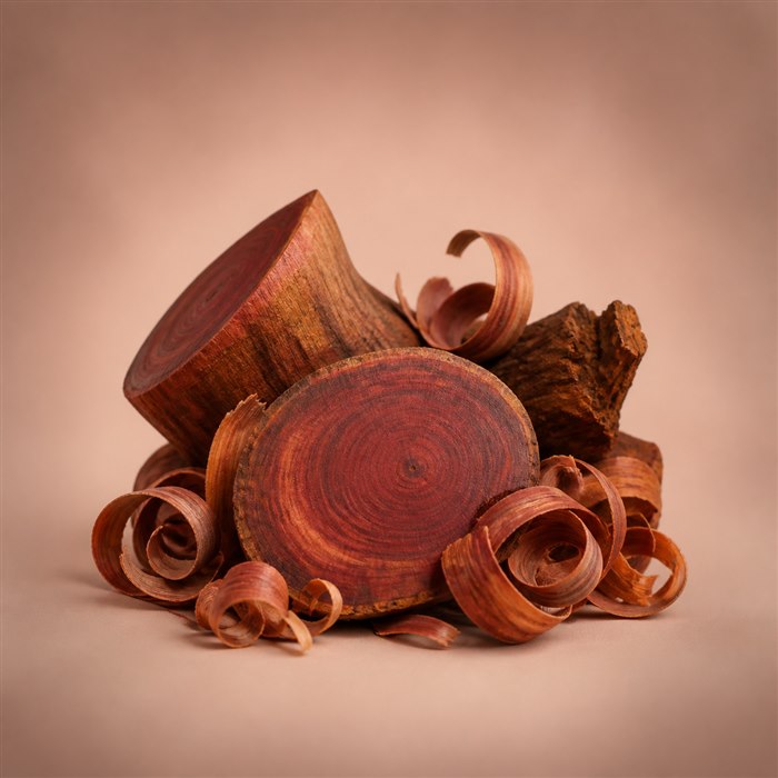 Madera rojiza y virutas de palo de rosa de Brasil