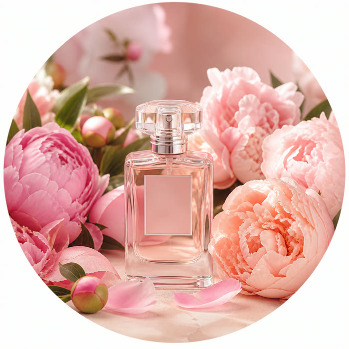 Selección de perfumes con peonía