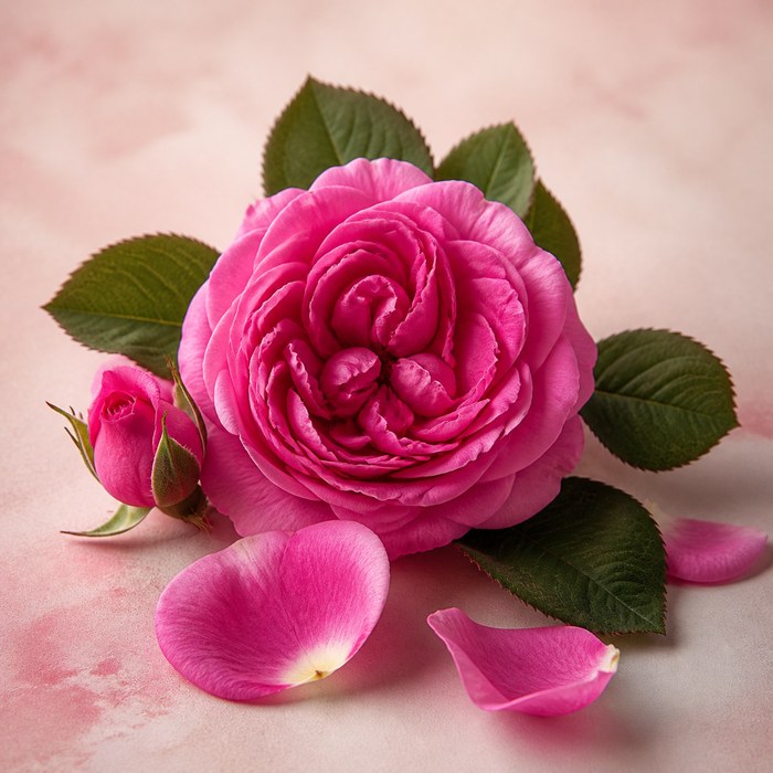 Rosa turca rosa intenso con pétalos para perfumes florales