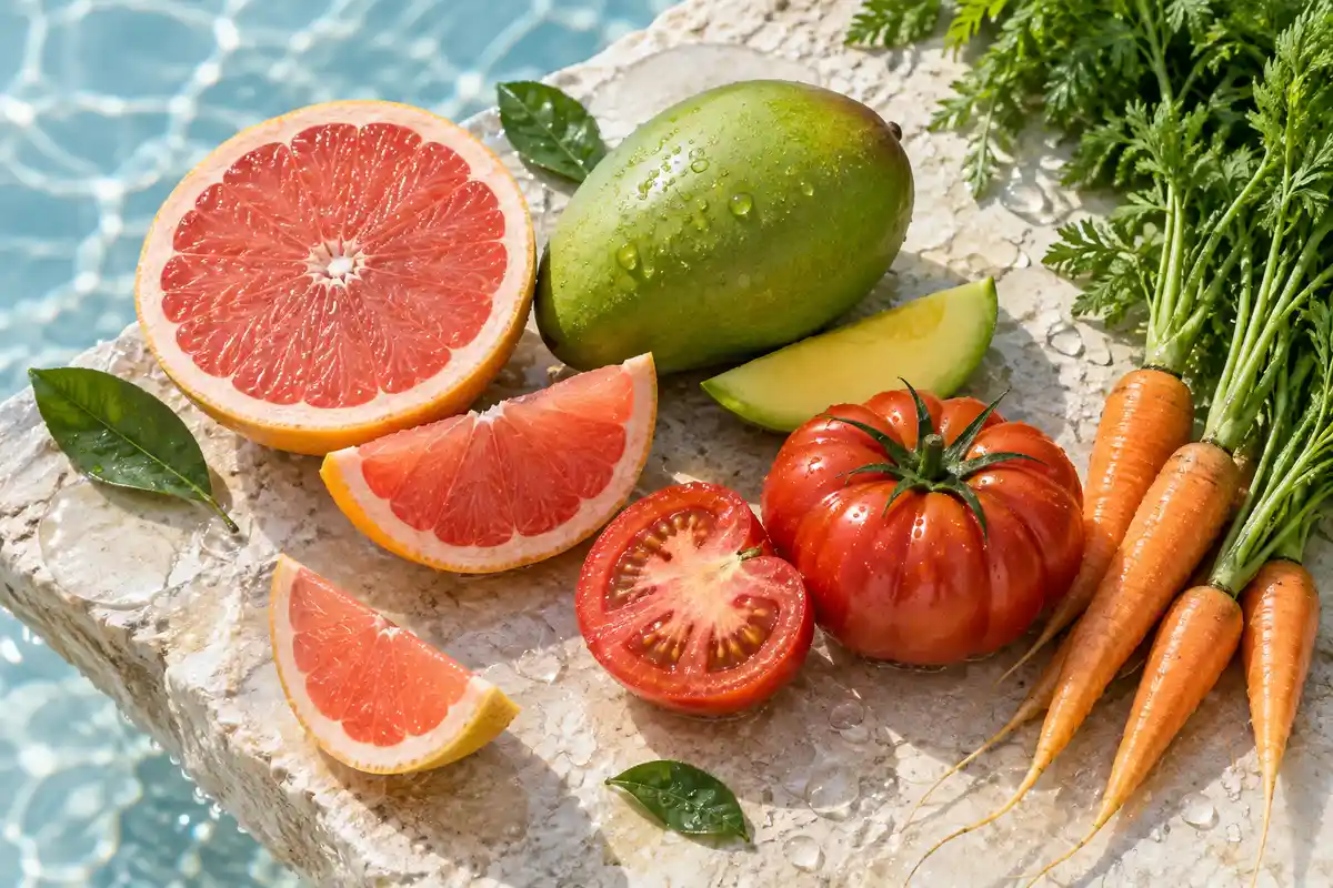 Pomelo, mango verde, tomate y zanahoria de la referencia U2