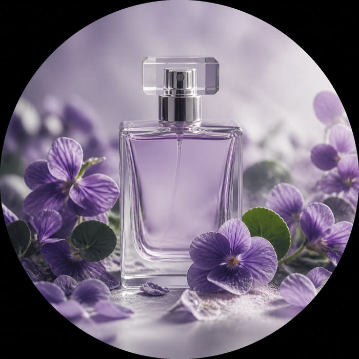 Selección de perfumes con violeta
