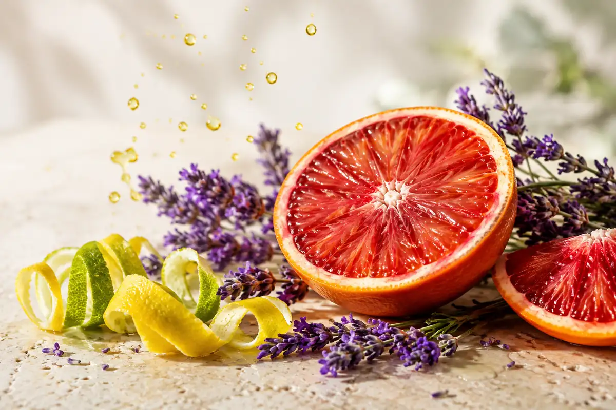 Naranja sanguina, bergamota y lavanda del perfume equivalente a Lira Xerjoff 489