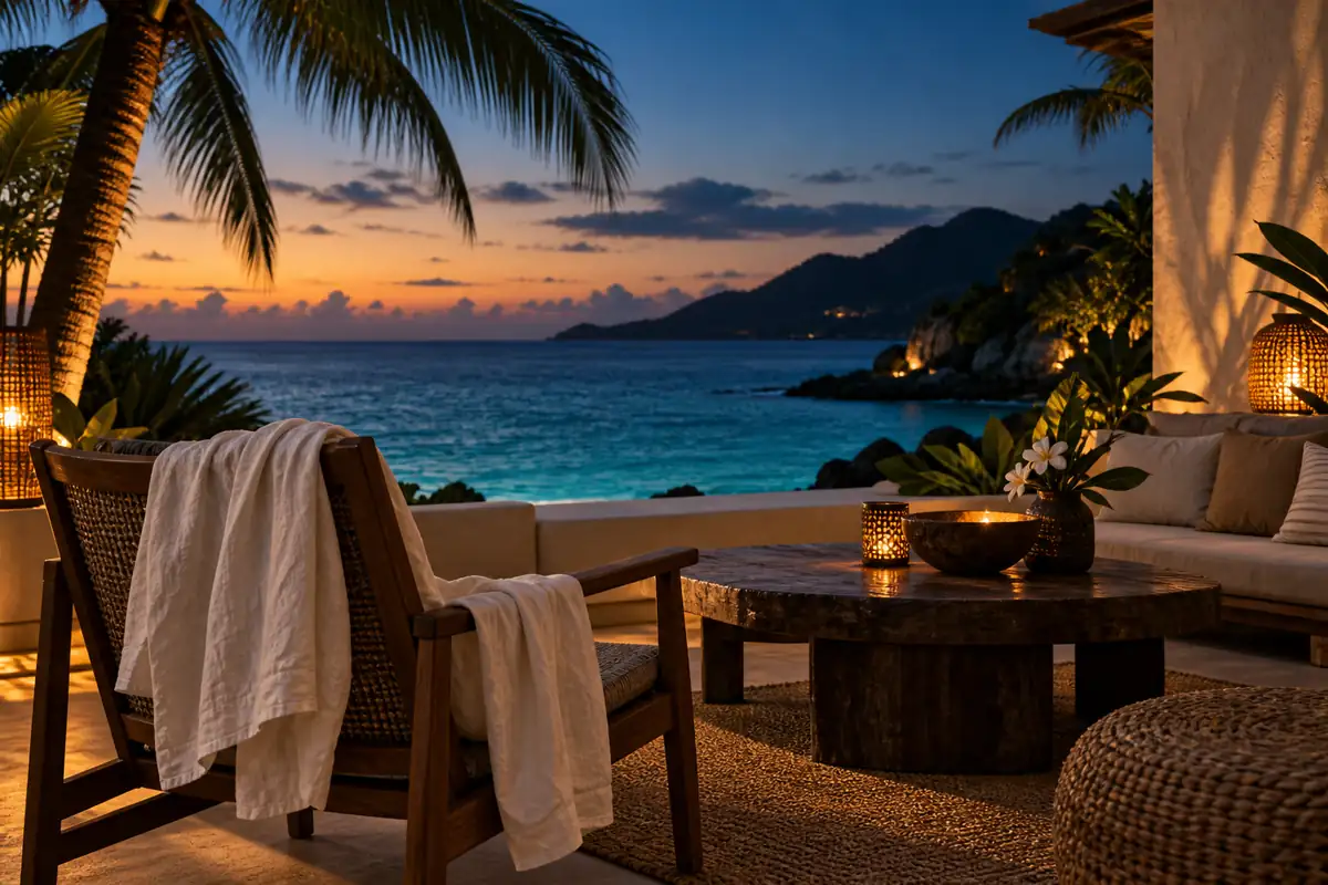 Ambiente tropical nocturno para usar el perfume equivalente a Le Beau