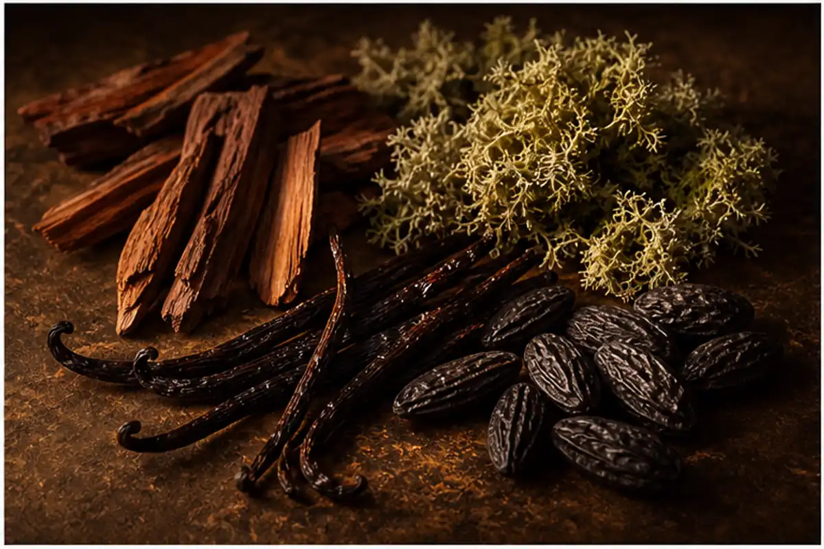 Vainilla, haba tonka, palo de rosa y musgo de roble