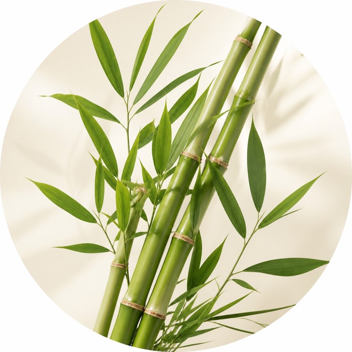 Tallos verdes de bambú con hojas frescas
