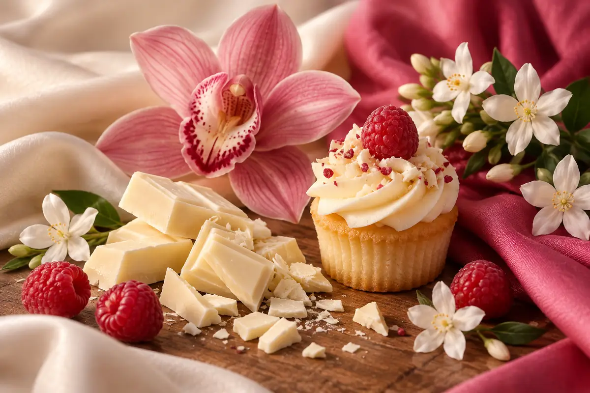 Chocolate blanco cupcake orquídea y jazmín referencia 5