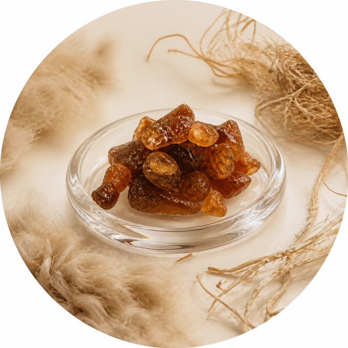 Acorde ambarado de civet recreado con ingredientes aromáticos
