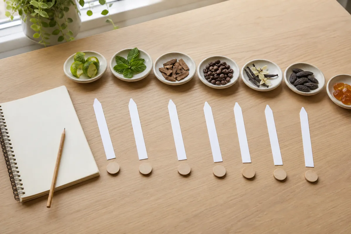 Cómo comparar perfumes de hombre baratos con siete tiras olfativas e ingredientes aromáticos