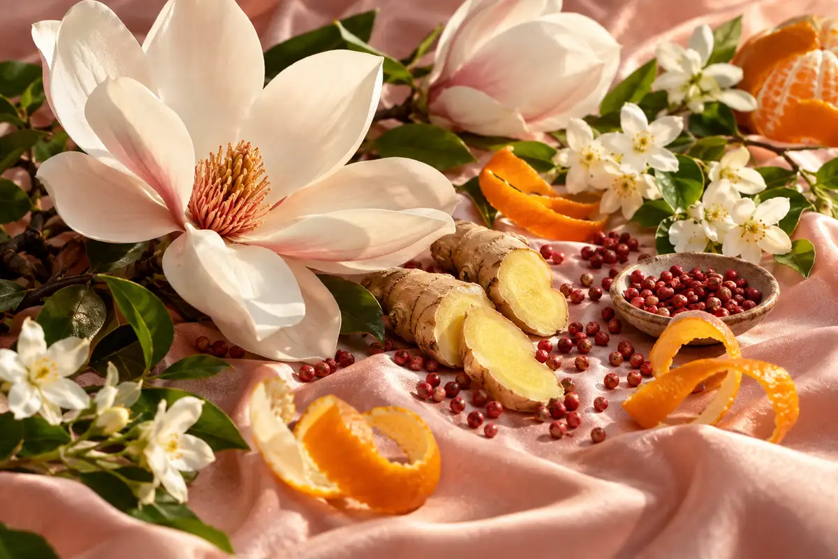 Magnolia, jengibre, pimienta, mandarina y jazmín del perfume equivalente a Miracle