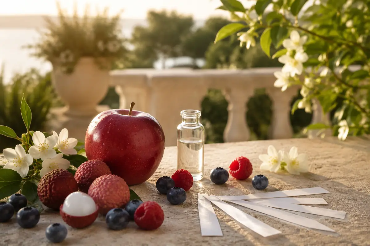 Perfume frutal unisex de manzana roja y lichi para días luminosos
