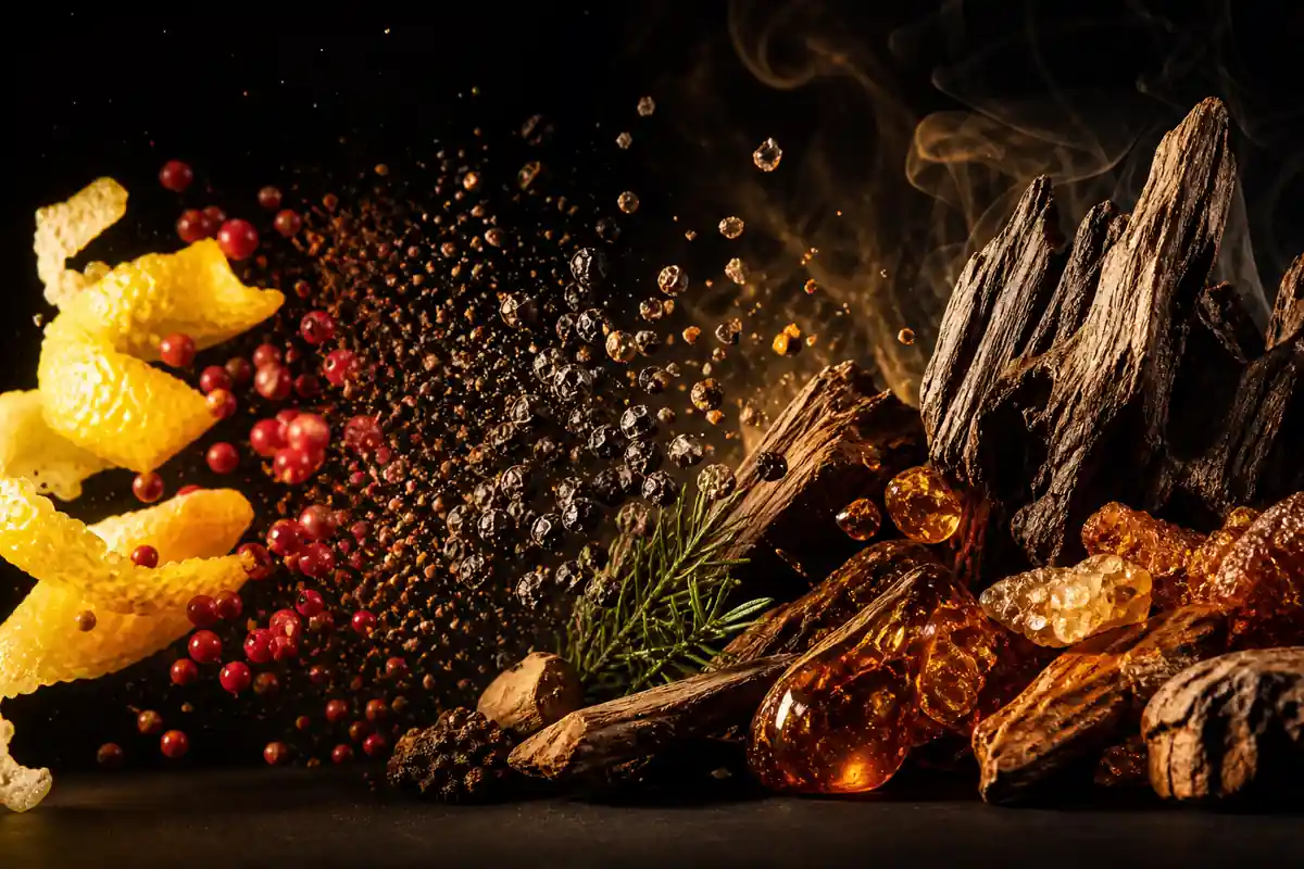 Perfume equivalente a Intense Pepper: notas y uso 3 Evolución del perfume equivalente a Intense Pepper desde el limón y la pimienta hasta el oud y el ámbar