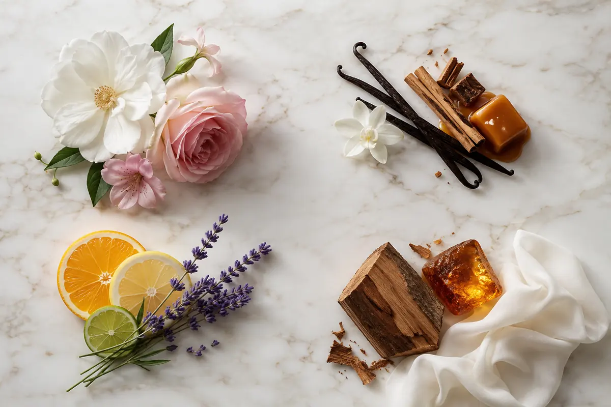 Familias florales, gourmand, frescas y amaderadas en perfumes de equivalencia para mujer