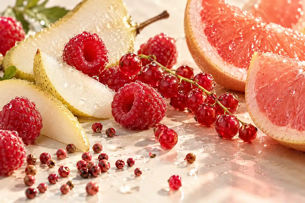 Frutas rojas pera cítricos y pimienta rosa de Juicy Flowers equivalente